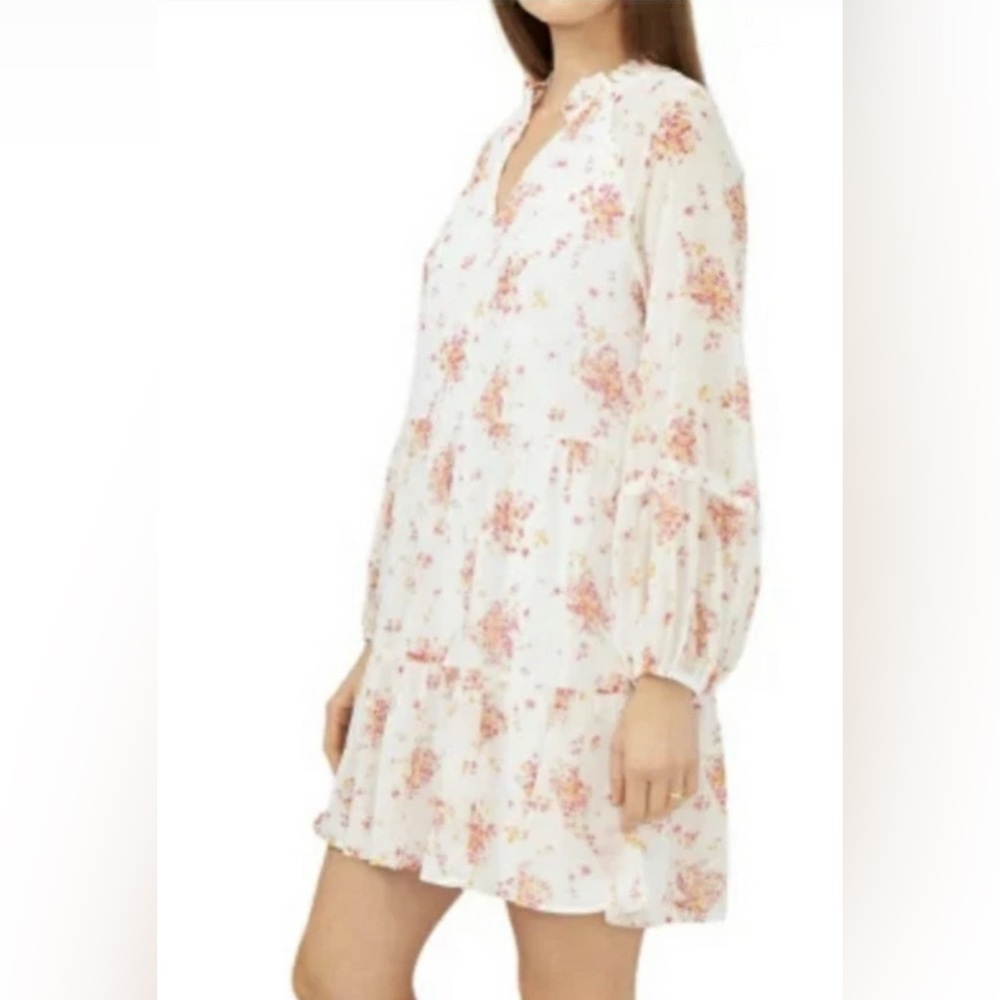 VINCE CAMUTO 3 Tiered Flowy Dress White Floral Size Large